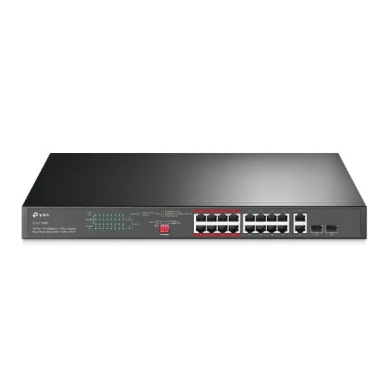 TP-Link TL-SL1218MP 16-Port 10/100Mbps + 2-Port Gigabit Unmanaged PoE Switch