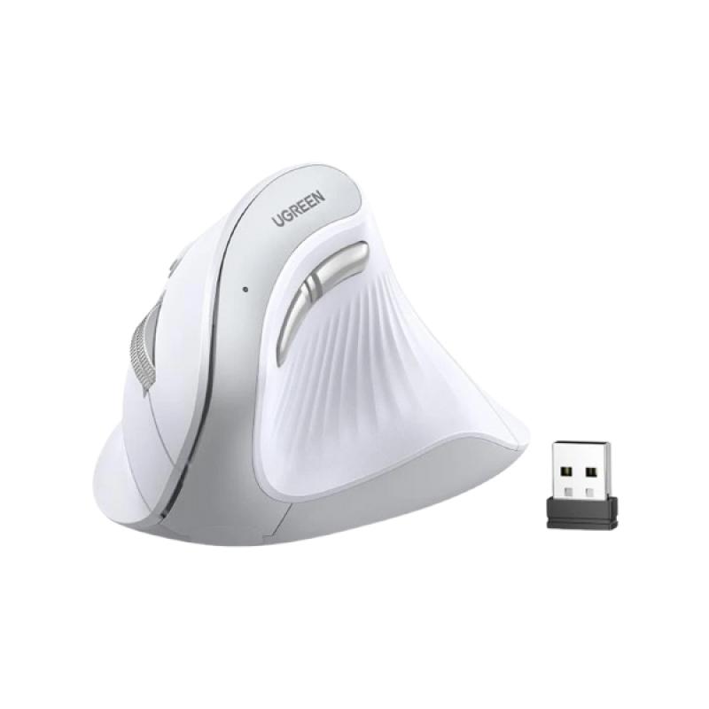 Ugreen MU008 Wireless White Silent Vertical Mouse - Dual Mode