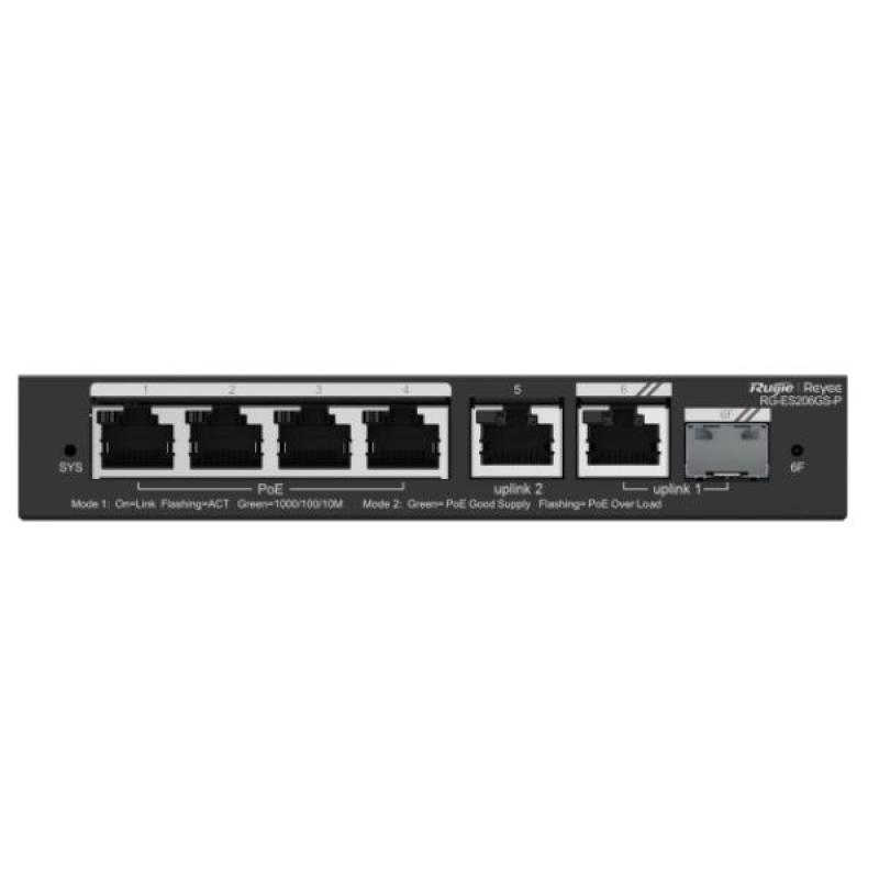 Ruijie RG-ES206GS-P 6-Port Gigabit Managed Smart PoE Switch