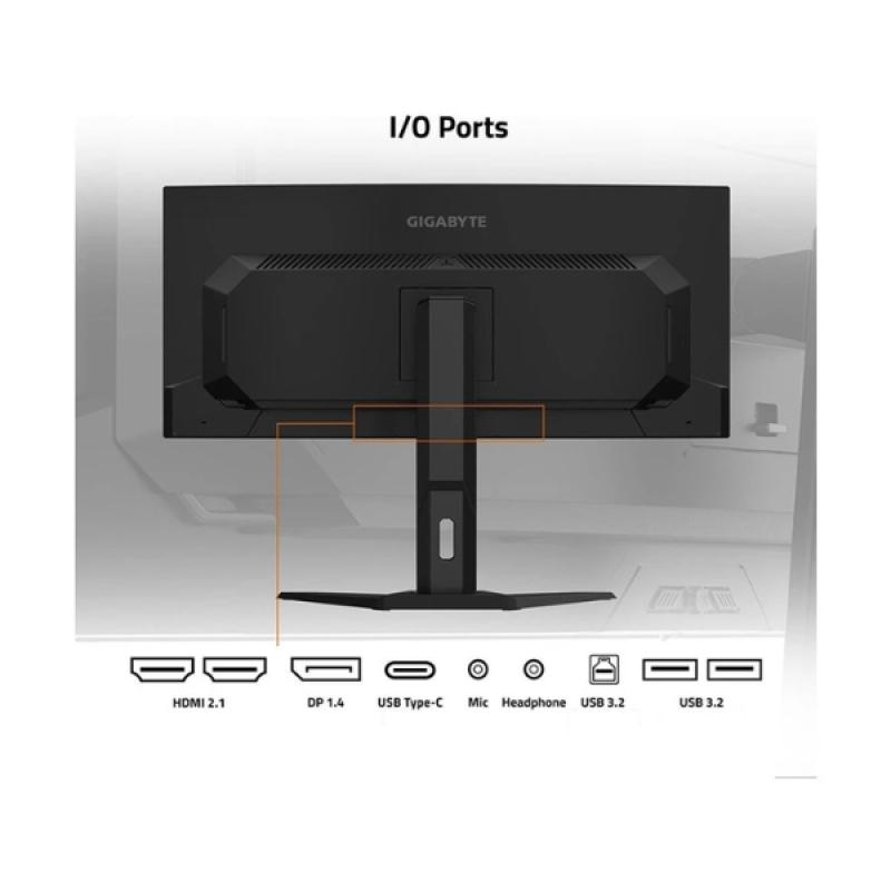 Gigabyte MO34WQC2 34 Inch 3K UWQHD Display Dual HDMI, DP, USB, USB-C Curved Gaming Monitor