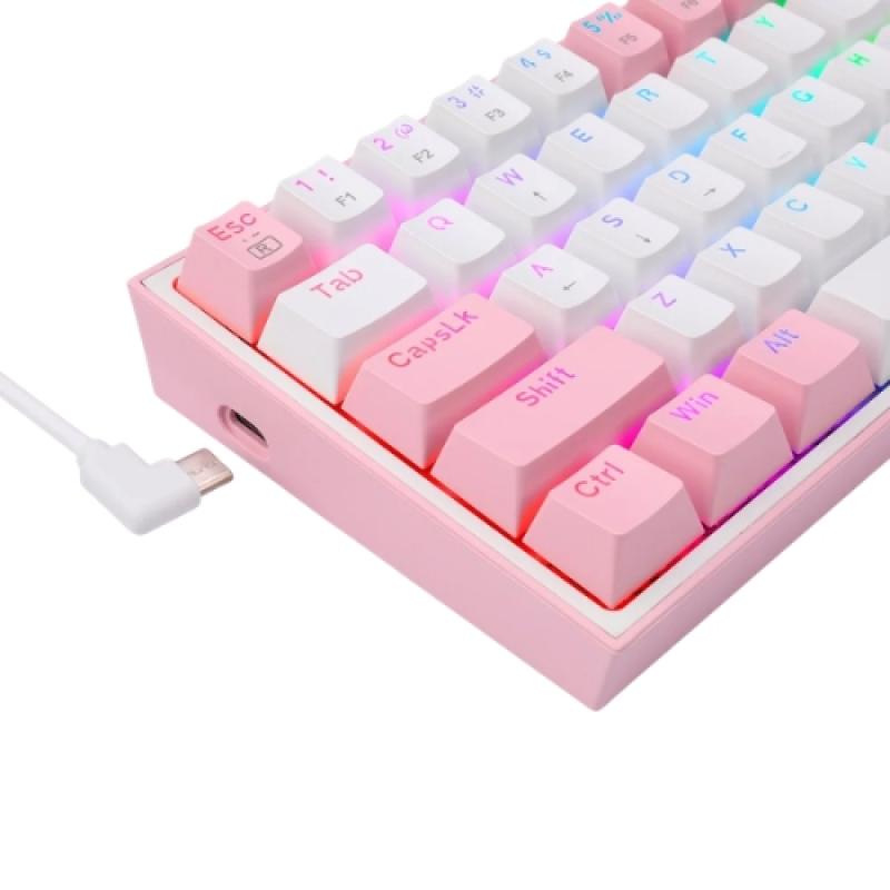 Redragon K617 FIZZ RGB Red Switch Pink-White gaming Keyboard