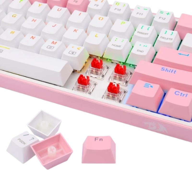 Redragon K617 FIZZ RGB Red Switch Pink-White gaming Keyboard