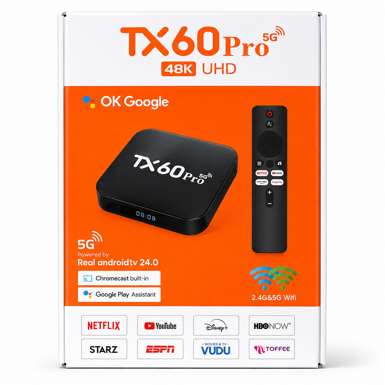 TX60 Pro 14k Ultra HD Smart Android TV Box with Voice Control Remote